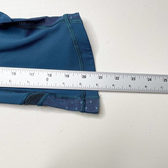 Lululemon Just Breathe Cropped Leggings Teal Size 8 Mesh Trim Yoga Athletic Dots - Picture 8 of 10